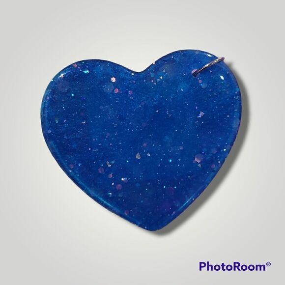 Kehlani Blue Glitter Heart Keychain - Picture 12 of 13